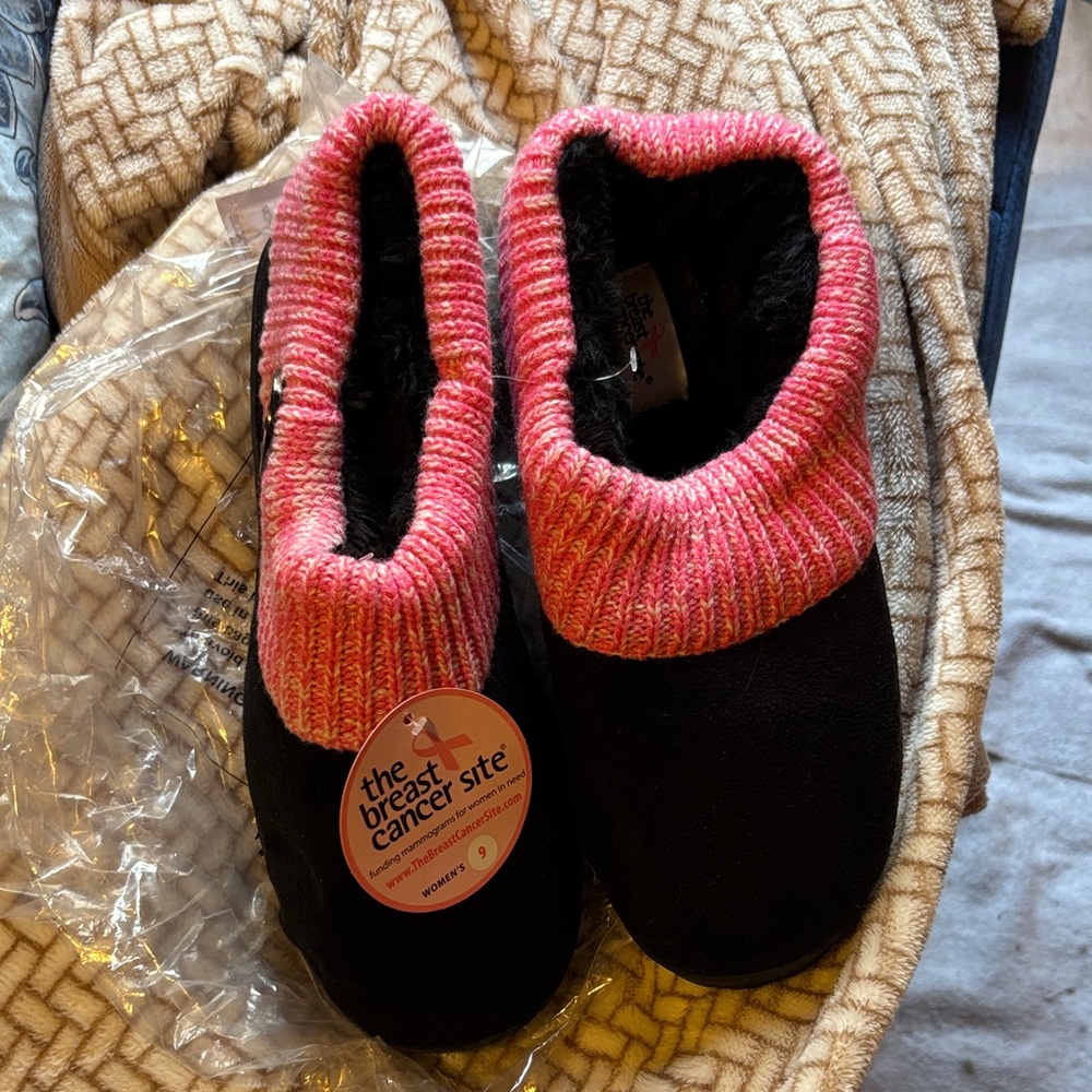 Pink and Black Slipper Socks NWT